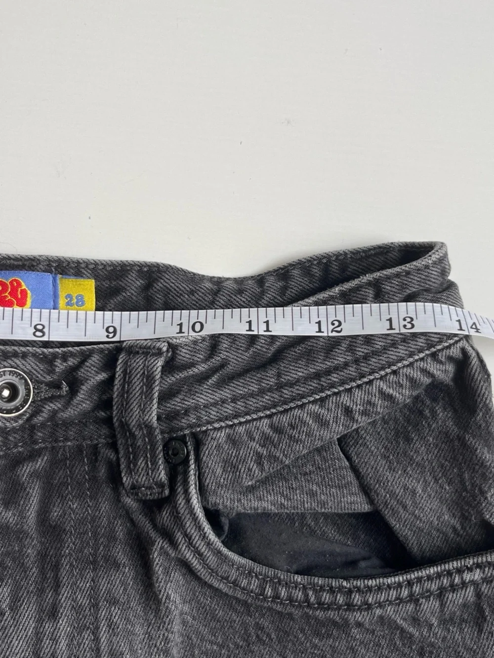 Empyre Black Washed Denim Jean Shorts with Raw Hem baggie